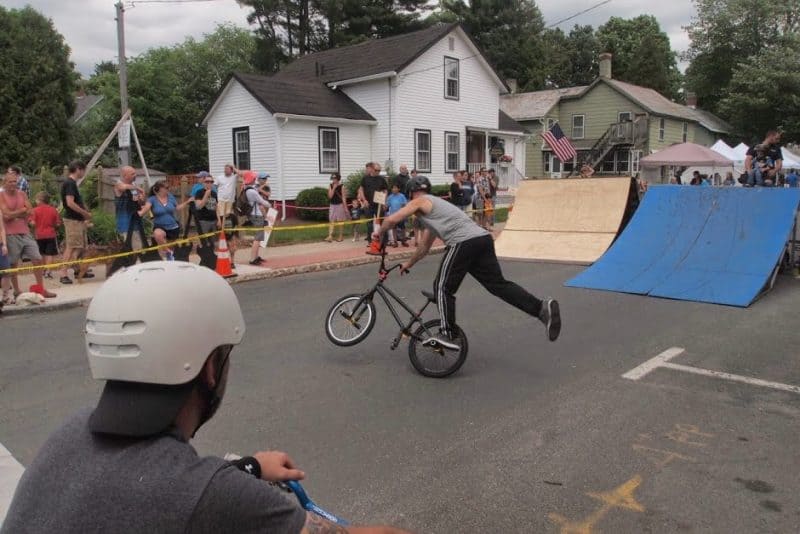 BMX bikers demonstrated their trick riding on Cottage St.