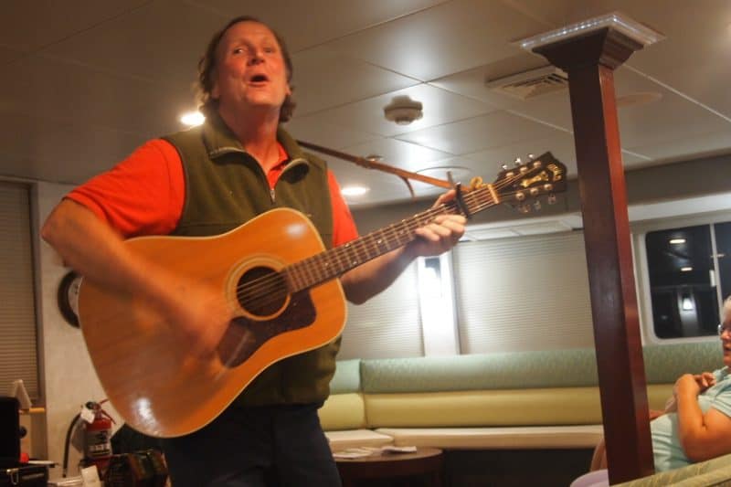 Mark Alan Lovewell sings sea chanties aboard ship.