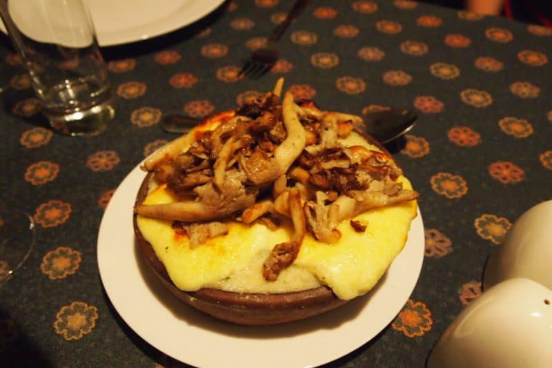 Polenta with Oyster Mushrooms.
