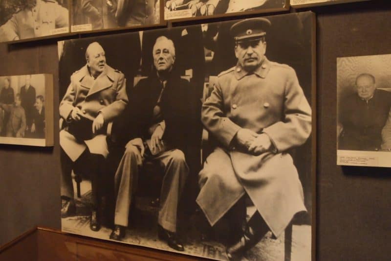 What a contrast: Churchill, FDR, and the evil fellow leader, Stalin.