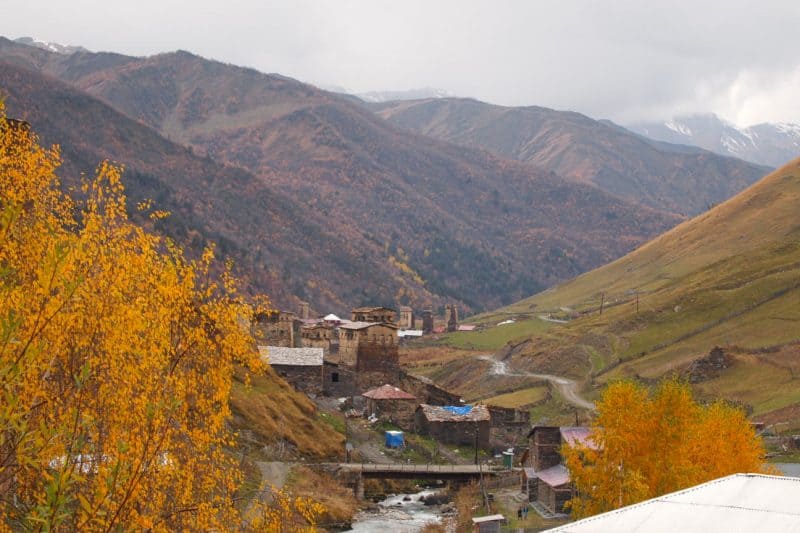View from one of the towers of the villages of Ushgali, Svaneti Western Georgia.