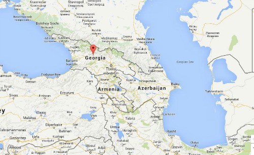 Georgia is located between the Caspian sea and the Black sea.