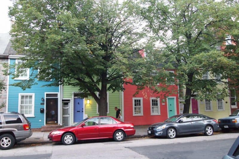 Colorful row houses are a legacy of Baltimore.