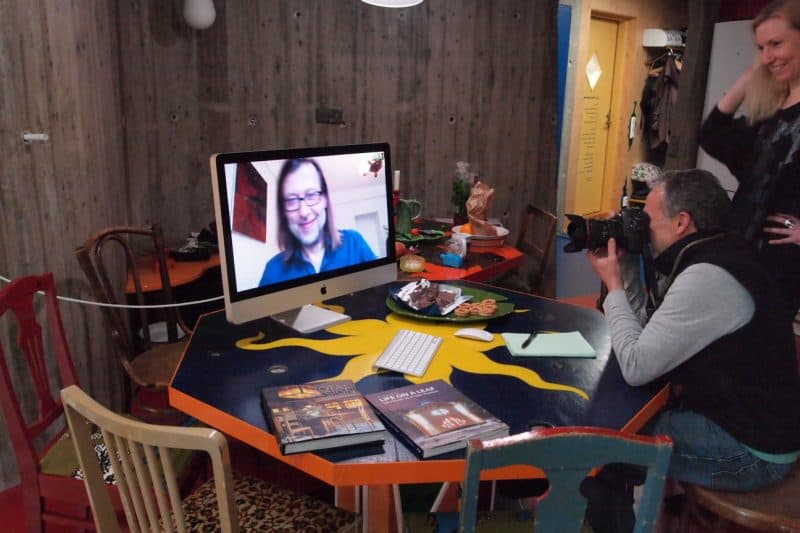 Interviewing Jan-Erik Andersson on Skype in his Leaf House in Turku, Finland.