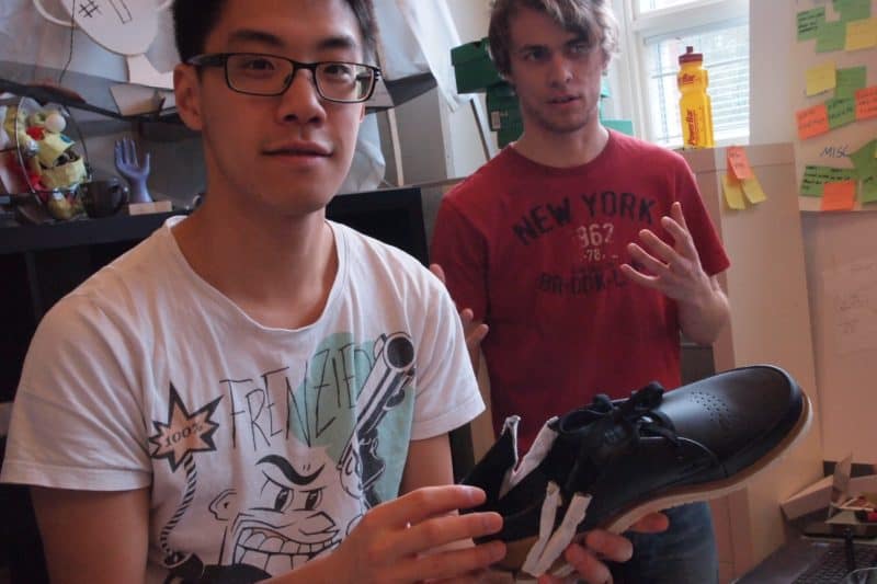 At the Design Factory, these students are designing a new way to put on a shoe.