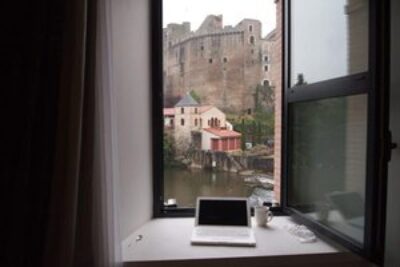 View of the Loire River from the Best Western hotel in Clisson, France.
