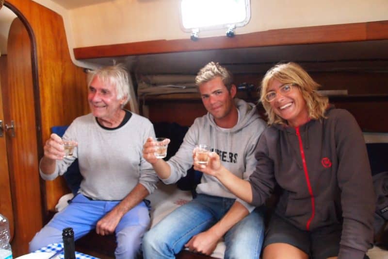 Jean Paul Bassaget, Anton Marco Musso, and Daniela Meloni aboard the Santa Maria.
