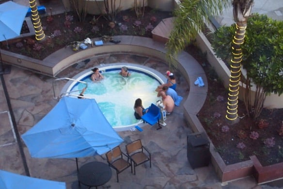 The 3rd floor hot tub at the Renaissance Hotel in Long Beach.