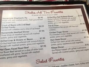 Menu for Stables, Hadley, MA