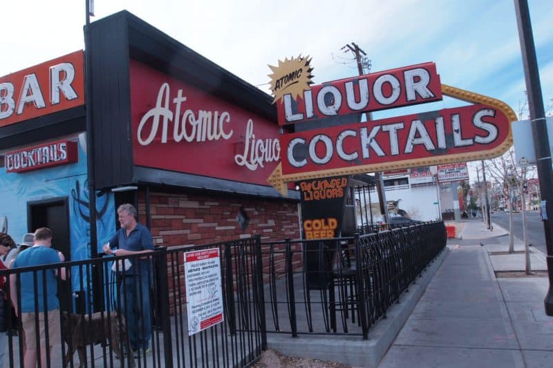 At Atomic Liquors, named for the a-bomb tests that took place in the nearby desert, you can enjoy cocktails or buy booze to go. 