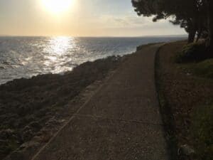 The bike and walking path along Cikat Bay, Mali Losinj, Croatia. 