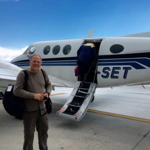 The hotel can pick up guests in any city in Europe in their Beech King Air airplane. Here I am in Venice waiting to fly to Losinj.