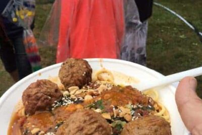 Korean meatballs and noodles from the Good to Go food truck, based in Warren, Vermont.