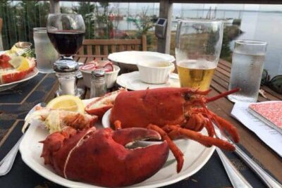 The last lobsters of the summer, enjoyed on the deck at the Compass Rose. No fishing for lobster will take place until November.