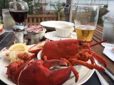 The last lobsters of the summer, enjoyed on the deck at the Compass Rose. No fishing for lobster will take place until November.
