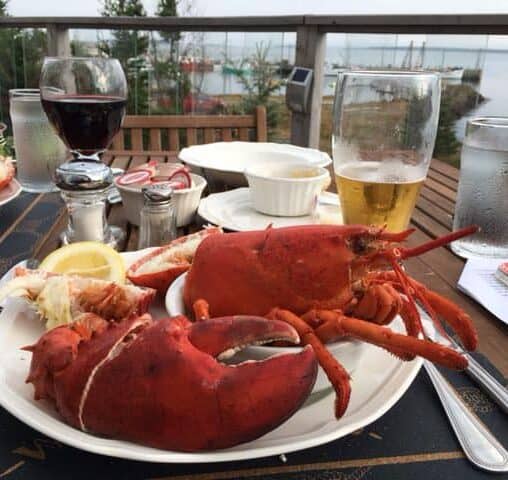 The last lobsters of the summer, enjoyed on the deck at the Compass Rose. No fishing for lobster will take place until November.