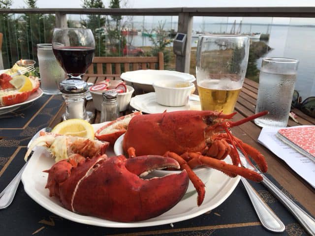 The last lobsters of the summer, enjoyed on the deck at the Compass Rose. No fishing for lobster will take place until November.
