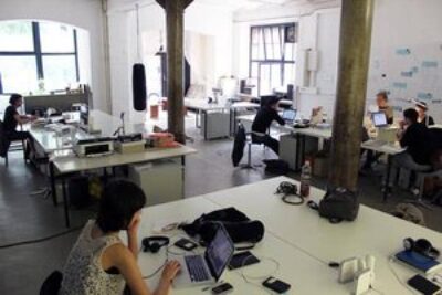 A co-working space in Berlin, Germany. Greenshares CoLab will bring people who work at home together in a new space in Greenfield, MA, opening this fall above the Arts Block. 