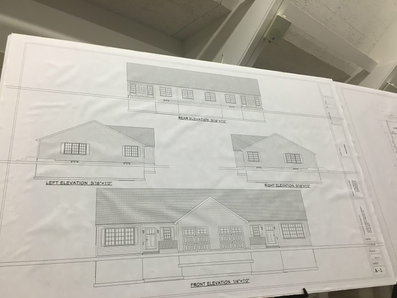 A drawing of the proposed two family duplex units in the plan.