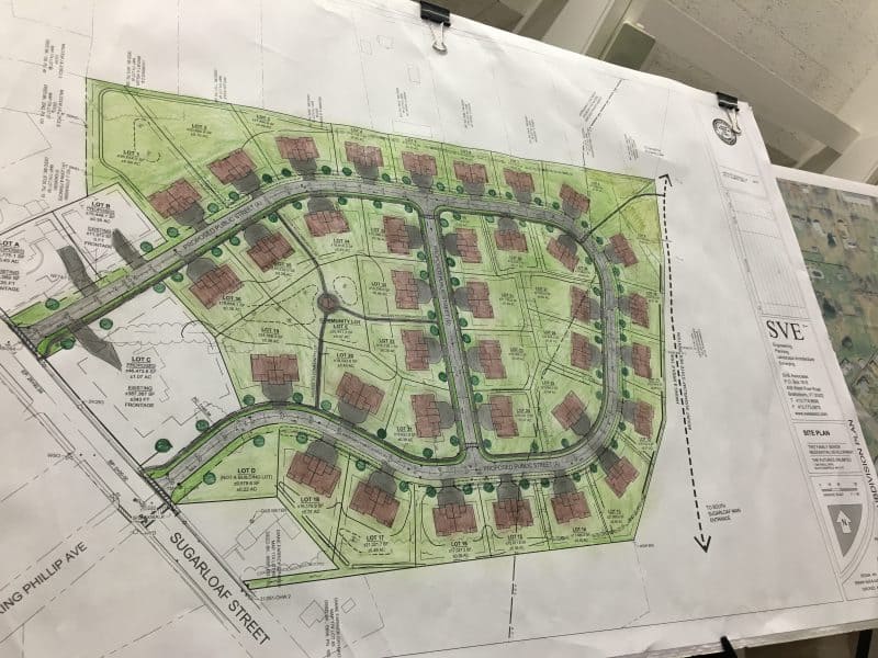 The plan calls for 36 two-family houses on the 22 acres of land near Mountain Road and Sugarloaf St, that's currently farmland.