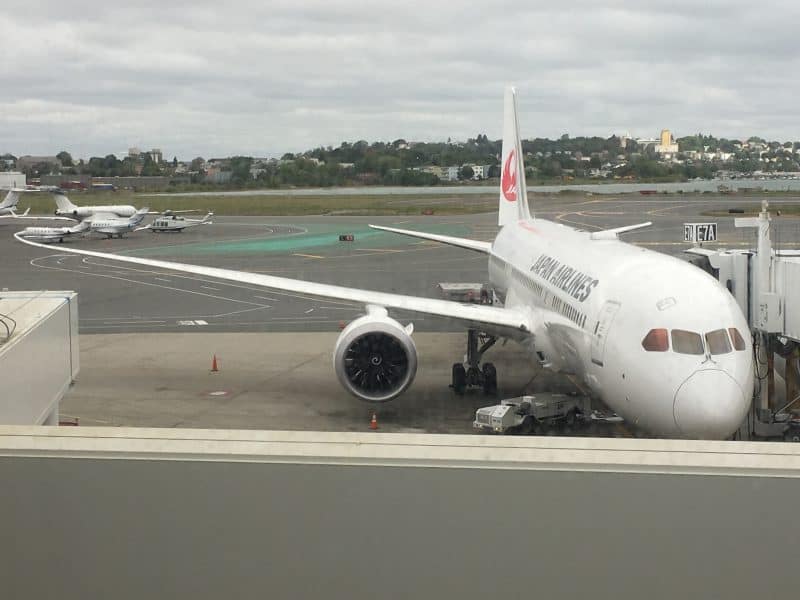 Japan Airlines Boeing 787 Dreamliner 9 is one beautiful and comfortable plane, flying between Boston and Tokyo daily.