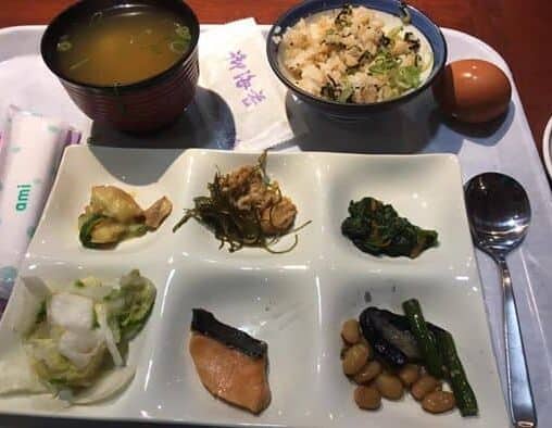 Breakfast at the traditional Japanese hotel.