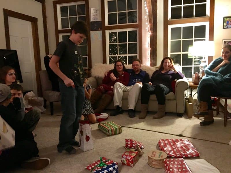 Playing Yankee Swap at Kate and Jon's house in Northfield MA from Christmas blogs over the years.