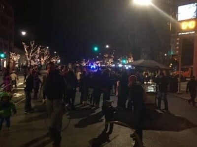 The cold Holiday Stroll last night on Main Street Northampton.