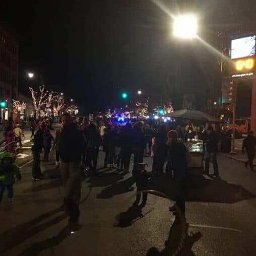 The cold Holiday Stroll last night on Main Street Northampton.