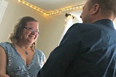 Kate and Jon officially tie the knot at a small ceremony in their Northfield home, joining their two families together.