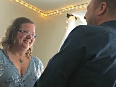 Kate and Jon officially tie the knot at a small ceremony in their Northfield home, joining their two families together.