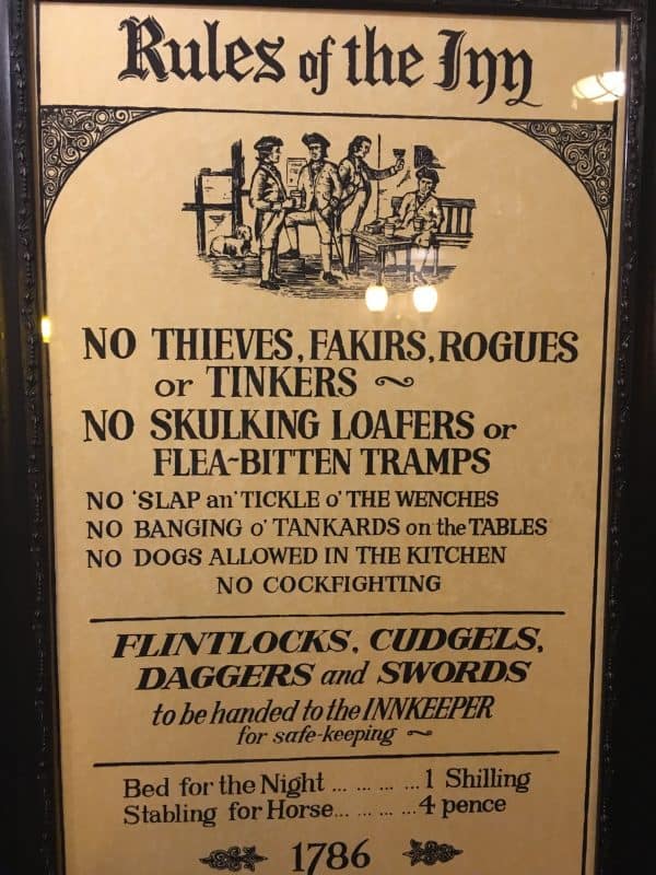 The actual rules of the pub, written in 1786.