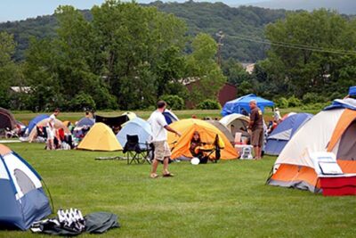The Solid Ground Tent site at Solid Sound, where 350 campers bed down during the 3-day festival.