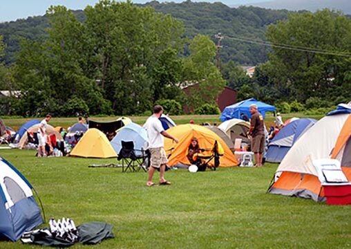 The Solid Ground Tent site at Solid Sound, where 350 campers bed down during the 3-day festival.