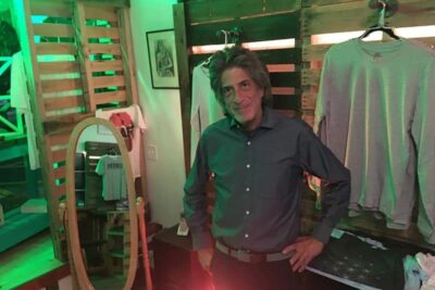 Andrew Kuppermann in the new Esoteric Empyre t-shirt shop on Cottage Street in Easthampton--more than just t-shirts!