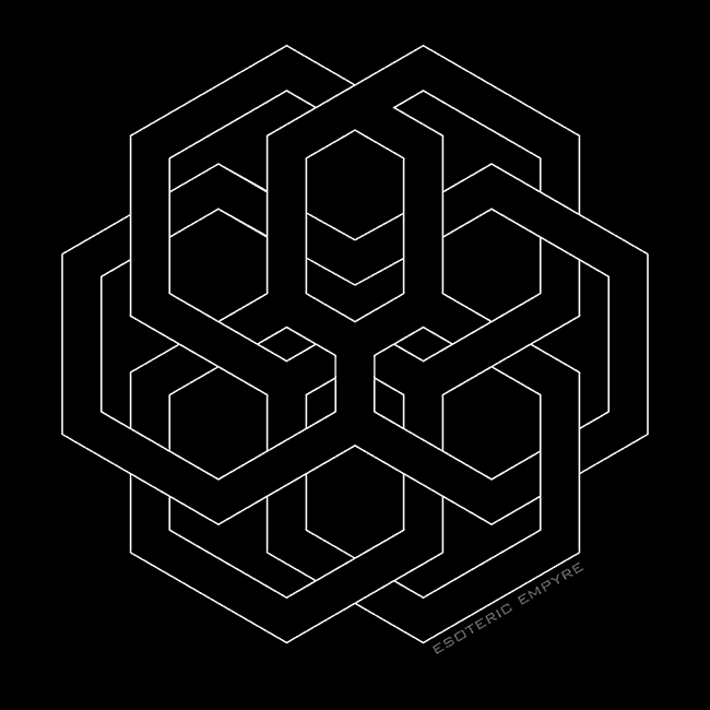 One of the many geometric images designed by Christopher Harman in the shop, called Perpetual. 