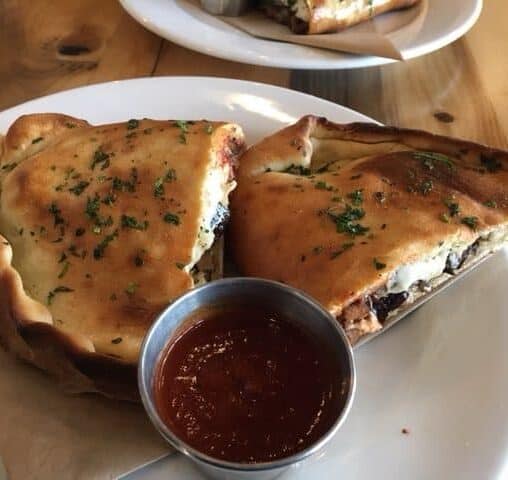 A calzone with eggplant and vegan cheese was also delicious.