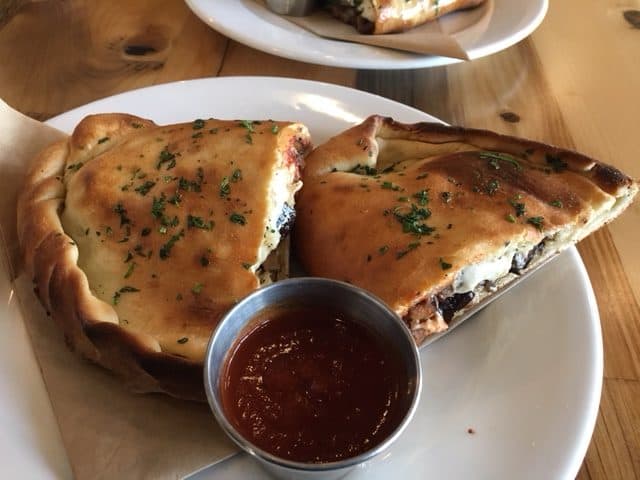 A calzone with eggplant and vegan cheese was also delicious.