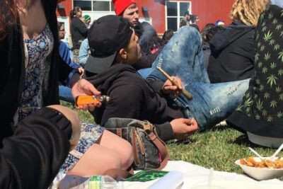 Circles of young people enjoyed the April sun and imbibed in all manner of weed, including a one-foot joint.