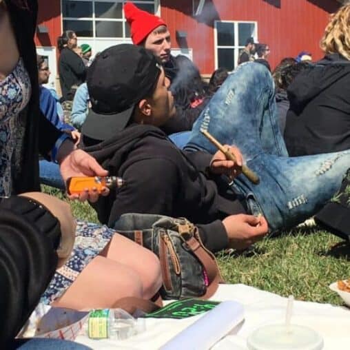 Circles of young people enjoyed the April sun and imbibed in all manner of weed, including a one-foot joint.