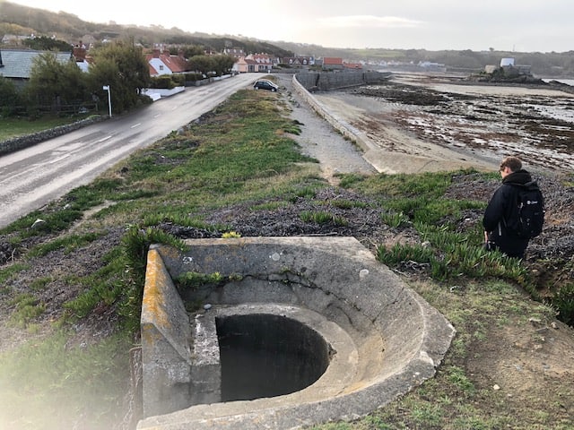 One of the gun emplacements that line the shore in Guernsey.