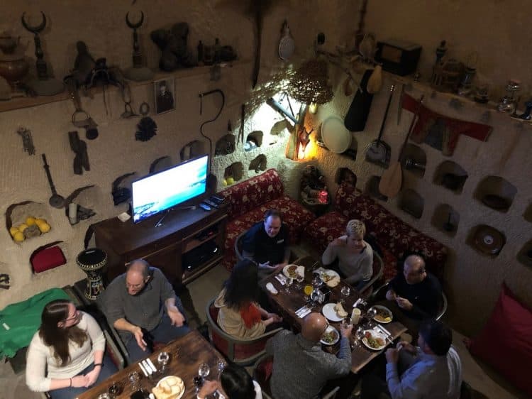 Dinner in an 8th-century cave house in Goreme, Cappadocia, Turkey. 