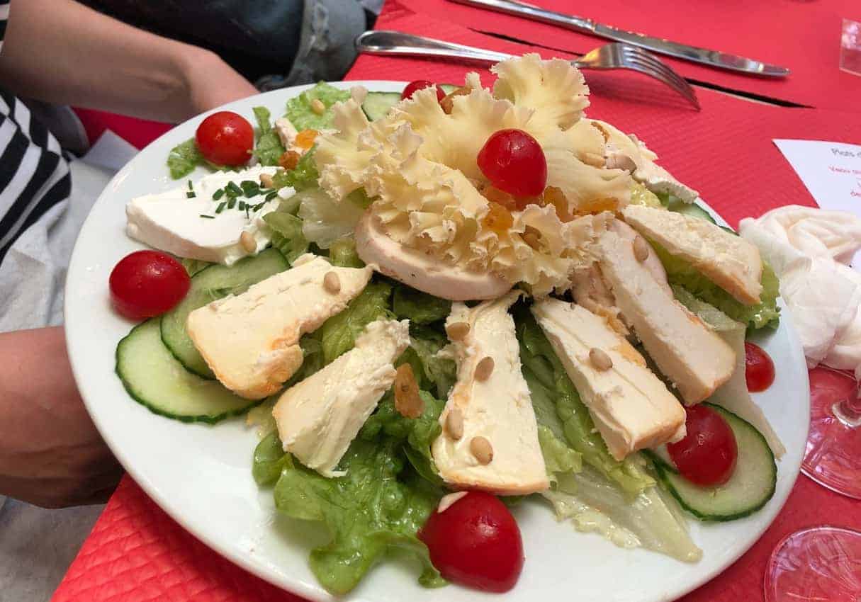 Salad with chicken at Cafe du Palais.