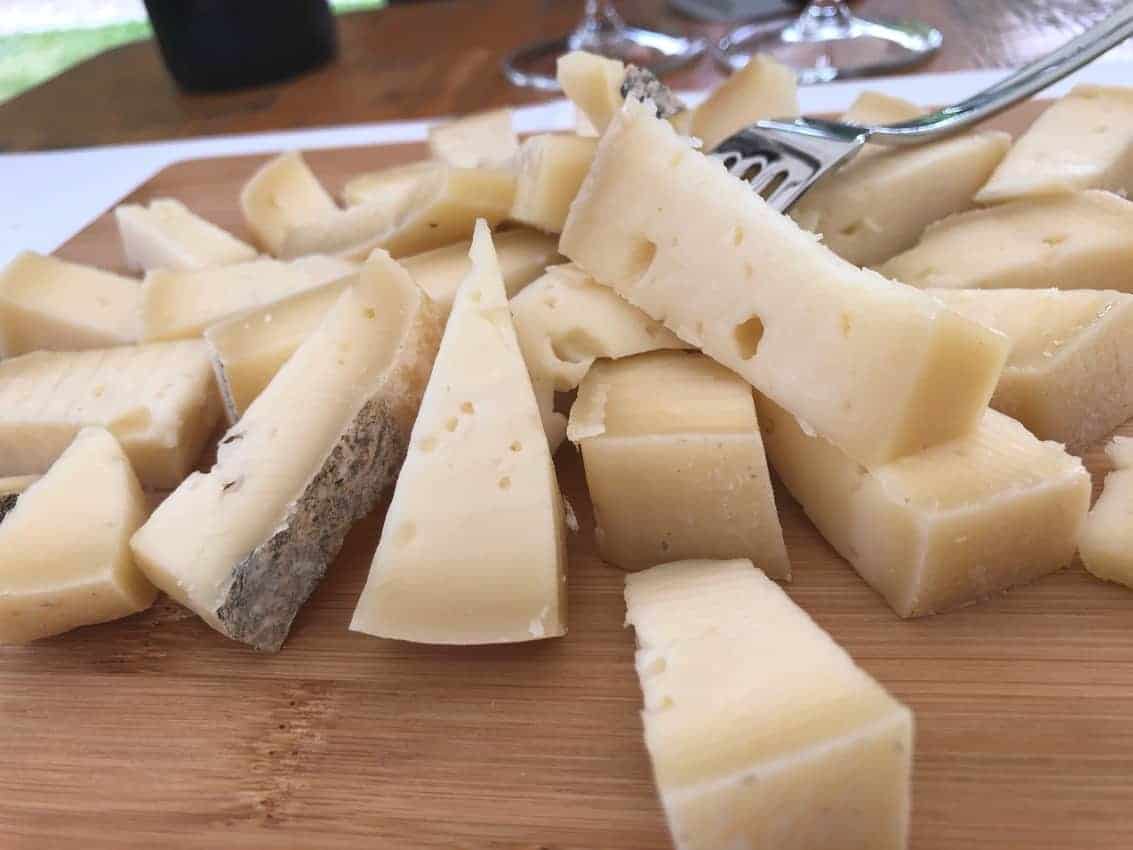 Pecorino sheep's milk cheese and other varieties at Bedollo, Italy.