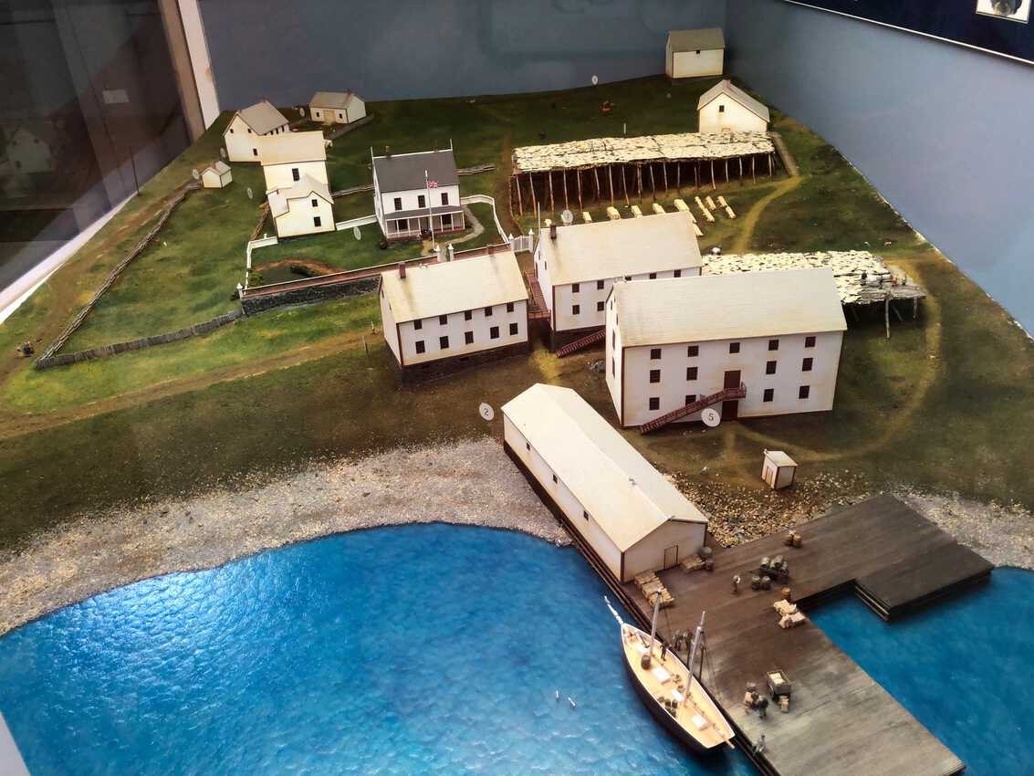 A model of the Ryan Premises cod processing factory and residence of John Ryan in Bonavista..