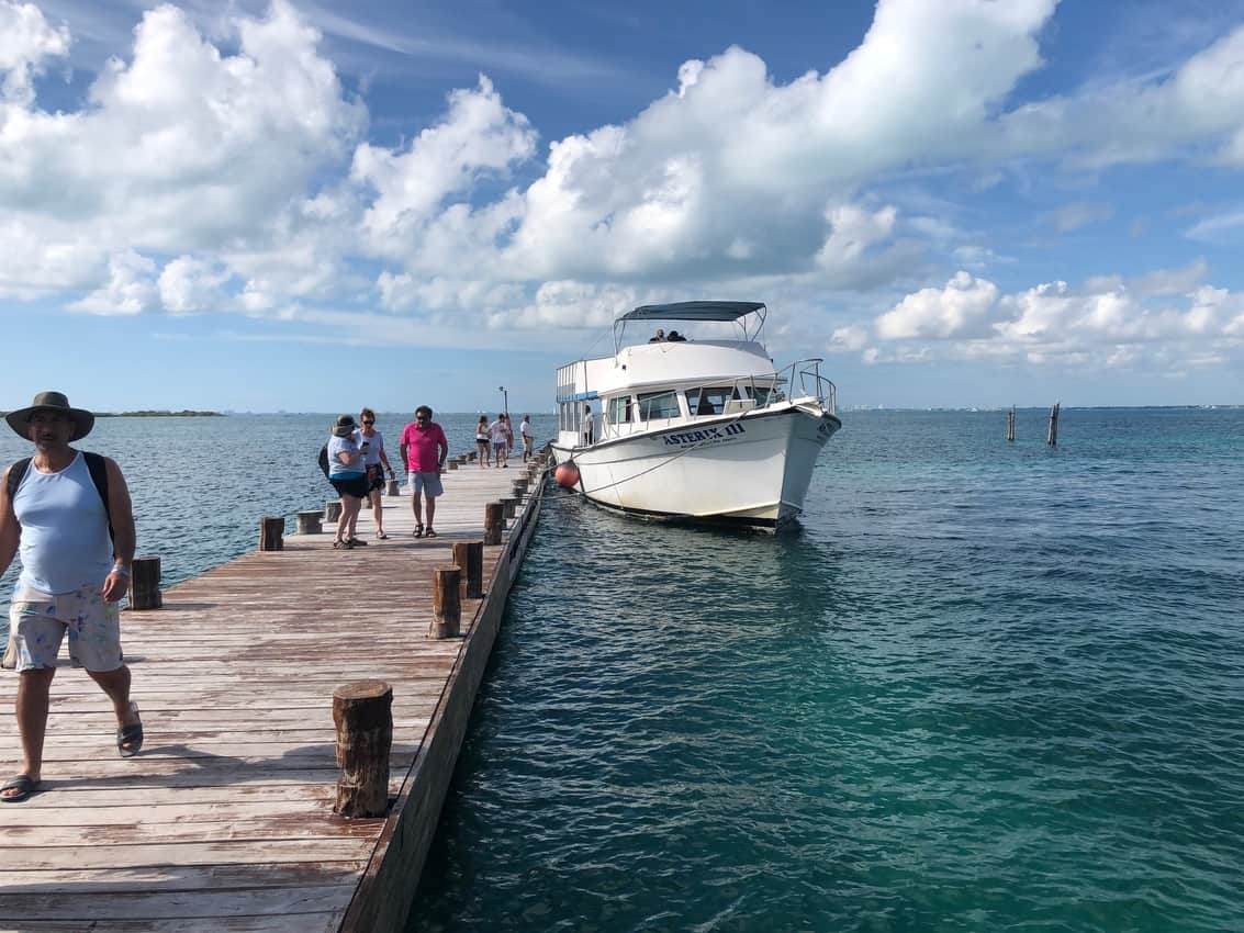 We took this boat out to Isla Mujeres and then to Isla Contoy, with plenty of tequila, scuba masks and fins aboard.
