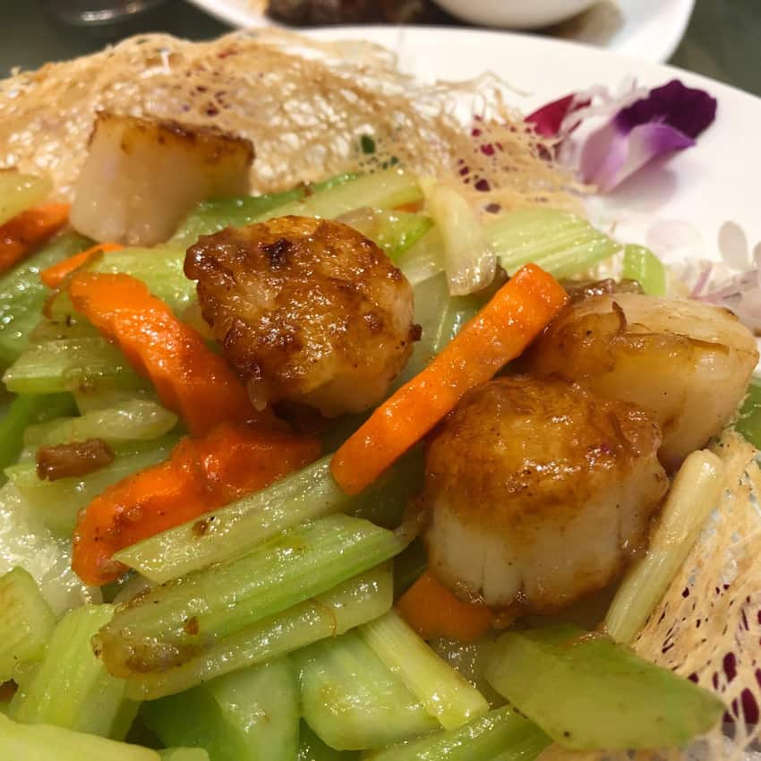 We all loved this scallop dish with lilly bulbs and carrots. They're just like celery.