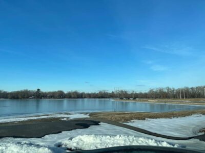 The frozen Oxbow in January, where I just might go skating soon.