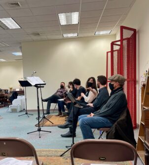 The cast of Guilty, Ellen Wittlinger's new play, a reading at the LAVA Center in Greenfield.