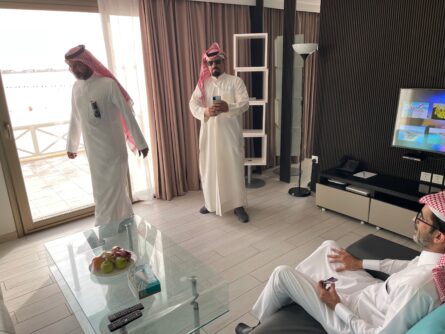My hosts inside the condo at Dana Beach Resort on the Gulf in Saudi Arabia. covid